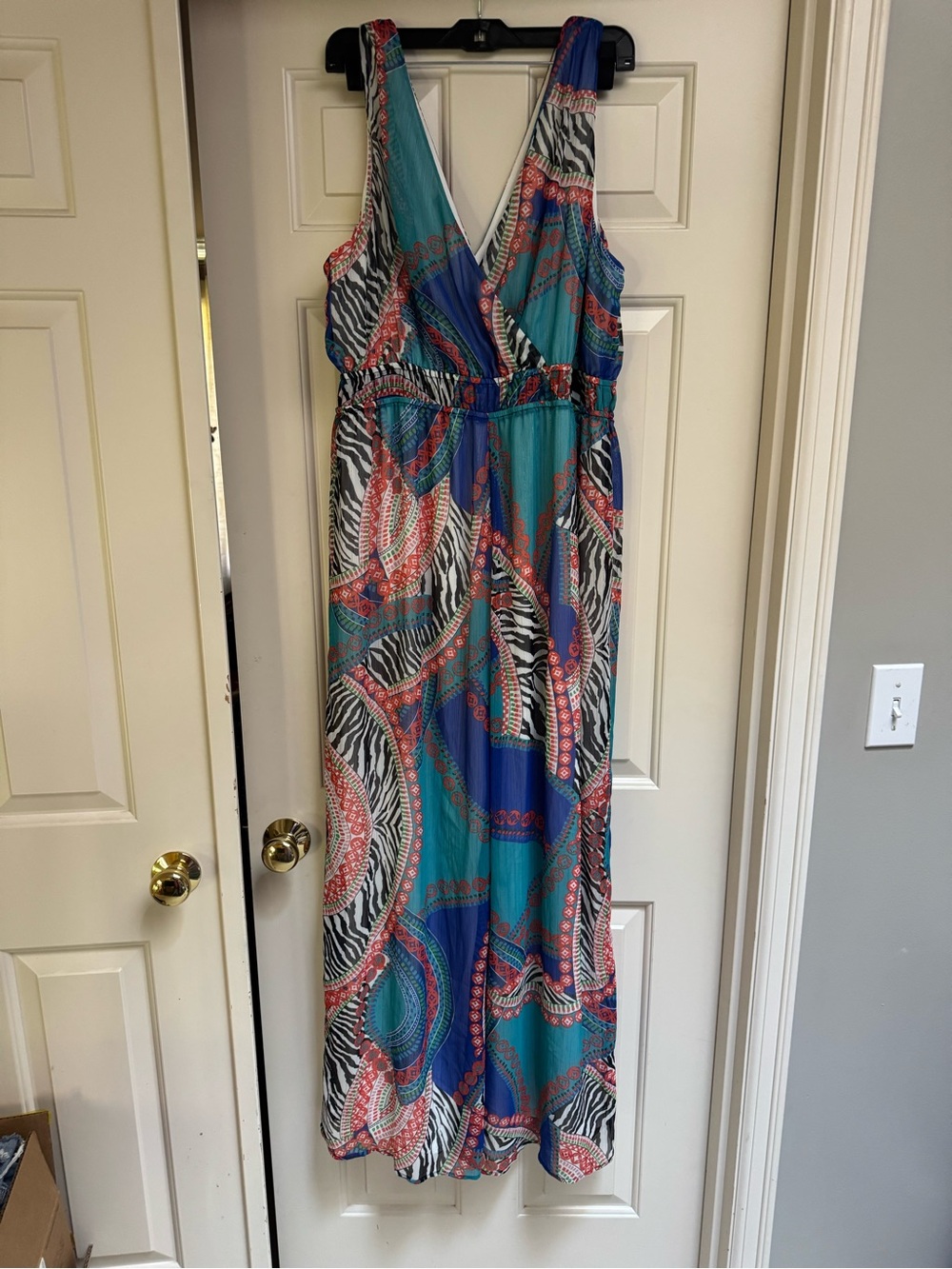 Abstract Print Colorful Fully Lined Jumpsuit